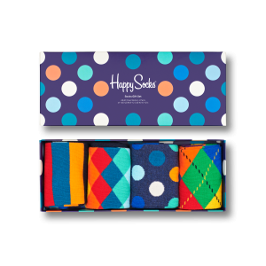 Blauwe sokken Gift Box 4-pack: Mix patroon | Happy Socks