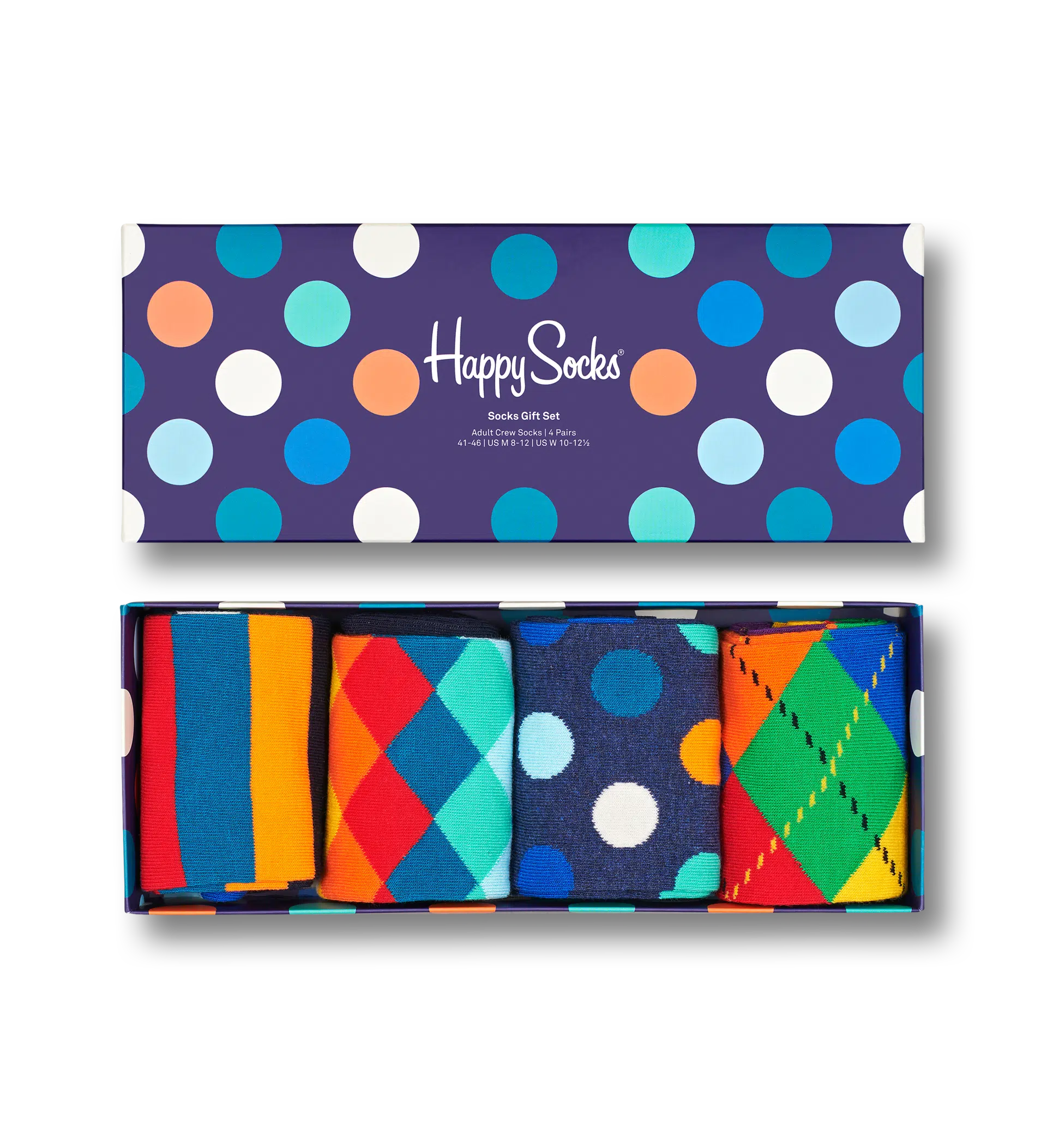Blauwe sokken Gift Box 4-pack: Mix patroon | Happy Socks