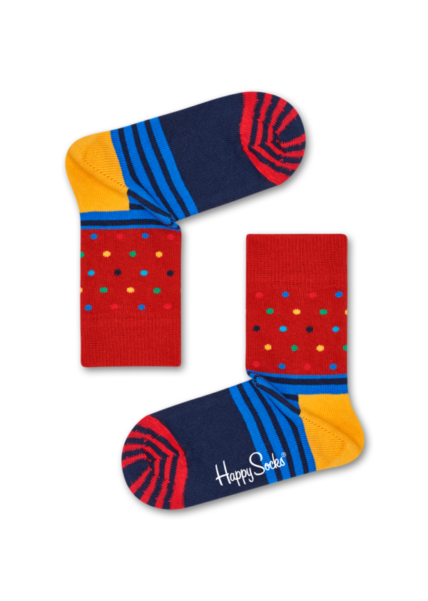 Blauwe Katoenen Kindersokken: Stripe Dot | Happy Socks