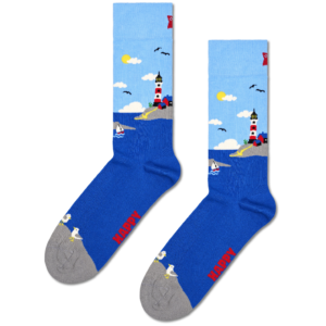 Blue Lighthouse Crew Socks