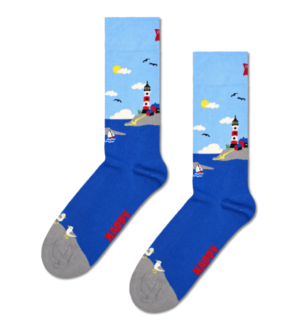 Blue Lighthouse Crew Socks