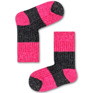 Kids Baby Wollen Sokken: Blocked Rib, Roze | Happy Socks