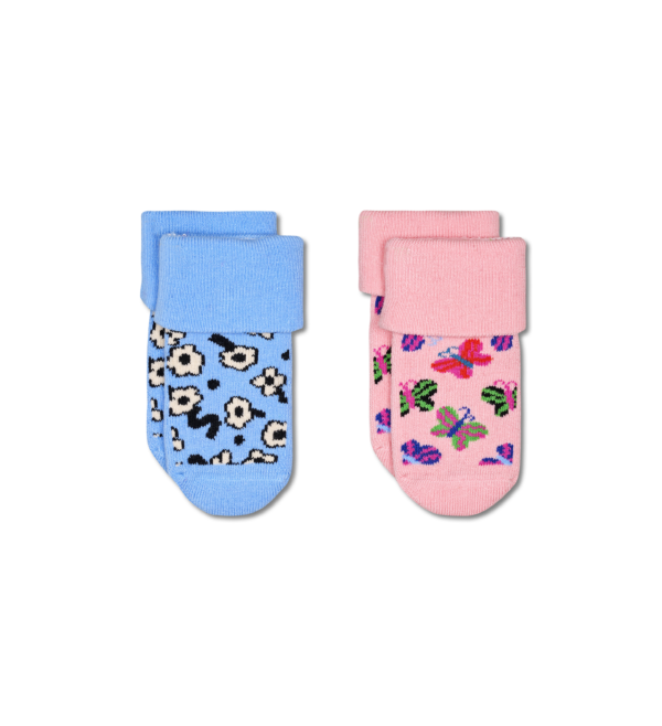 Light Pink 2-Pack Butterfly Fold-Over Socks