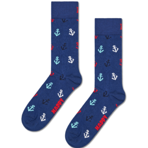 Navy Anchor Crew Socks