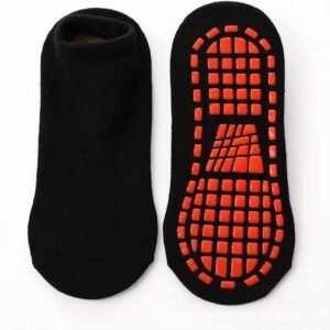 Ychee - Set van 2 paar - Antislip Kindersokken - Extra Grip Sokken - Trampoline - Spelen - Binnenspeeltuin - Veilig - Comfort - Zwart - 4-6 jaar - Maat: Small