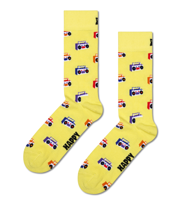 Yellow Boom Box Crew Socks