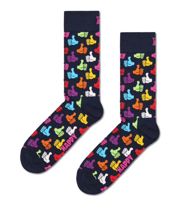 Zwarte Thumbs Up Crew Sokken | Happy Socks